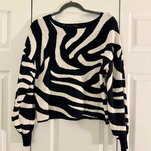 Black and White Zebra Print Women's Sweater
